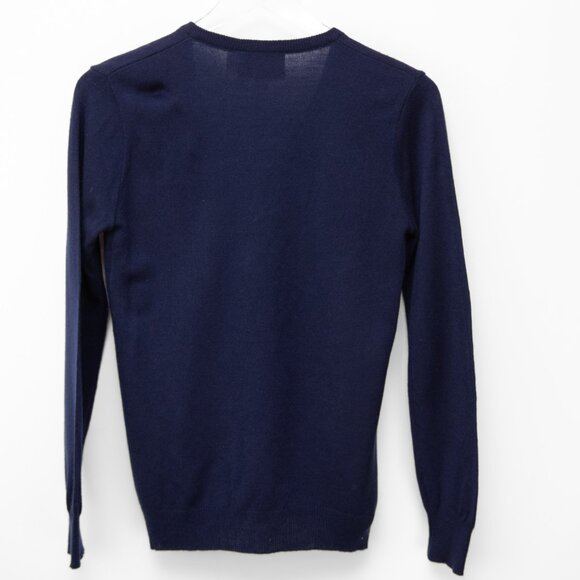 Vintage LeRoy Pisces Sweater Zodiac V-neck Vintage 70s Navy Blue Size Small - Picture 2 of 7